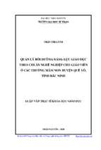 Quản lý bồi dưỡng năng lực giáo dục theo chuẩn nghề nghiệp cho giáo viên ở các trường mầm non huyện quế võ, tỉnh bắc ninh