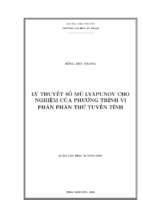 Lý thuyết số mũ lyapunov cho nghiệm của phương trình vi phân phân thứ tuyến tính