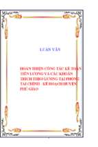 Hoàn thiện công tác kế toán tiền lương và các khoản trích theo lương tại phòng tài chính kế hoạch huyện phú giáo