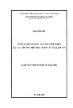 Quản lý hoạt động dạy học môn toán tại các trường tiểu học quận cầu giấy, hà nội