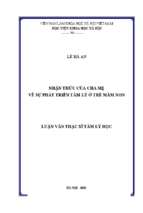 Nhận thức của cha mẹ về sự phát triển tâm lý ở trẻ mầm non