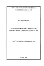 Quản lý hoạt động thực hiện quy chế sinh viên nội trú tại trường đại học hà nội