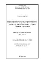 Thực hiện pháp luật bảo vệ môi trường trong các khu công nghiệp từ thực tiễn tỉnh thanh hóa
