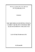 Thực hiện chính sách bồi thường, hỗ trợ và tái định cư khi nhà nước thu hồi đất trên địa bàn huyện bình sơn, tỉnh quảng ngãi