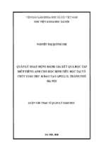 Quản lý hoạt động đánh giá kết quả học tập môn tiếng anh cho học sinh tiểu học tại tổ chức giáo dục và đào tạo apollo, thành phố hà nội