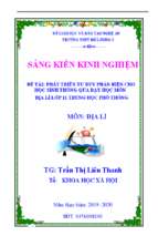 Skkn phát triển tư duy phản biện cho học sinh thông qua dạy học môn địa lí lớp 11 thpt