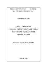 Quản lý tài chính theo cơ chế tự chủ của hệ thống các trường cao đẳng nghề tại tây nguyên