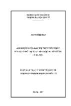 ảnh hưởng của đầu tư trực tiếp nước ngoài đến đô thị hóa theo hướng bền vững ở hà nội 