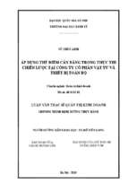 áp dụng thẻ điểm cân bằng trong thực thi chiến lược tại công ty cổ phần vật tư và thiết bị toàn bộ  