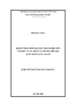 Quản lý hoạt động dạy học trải nghiệm môn tự nhiên và xã hội ở các trường tiểu học quận thanh xuân, hà nội