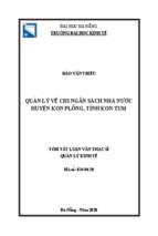 Quản lý về chi ngân sách nhà nước huyện kon plông, tỉnh kon tum