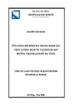 ứng dụng mô hình ipa trong đánh giá chất lượng dịch vụ tại khách sạn mường thanh luxury đà nẵng