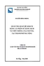 Quản trị quan hệ khách hàng cá nhân sử dụng dịch vụ viễn thông của viettel tại thành phố đà nẵng