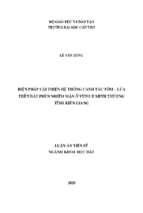 Biện pháp cải thiện hệ thống canh tác tôm lúa trên đất phèn nhiễm mặn ở vùng u minh thượng tỉnh kiên giang