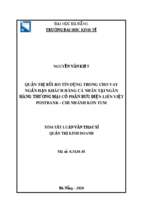 Quản trị rủi ro tín dụng trong cho vay ngắn hạn khách hàng cá nhân tại ngân hàng thương mại cổ phần bưu điện liên việt postbank  chi nhánh kon tum