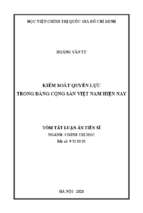 Kiểm soát quyền lực trong đảng cộng sản việt nam hiện nay tt