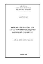 Phát triển đội ngũ giảng viên cao cấp ở các trường đại học việt nam trong bối cảnh hiện nay
