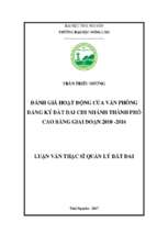 đánh giá hoạt động của chi nhánh văn phòng đăng ký đất đai thành phố cao bằng, tỉnh cao bằng giai đoạn 2010  2016