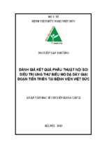 đánh giá kết quả phẫu thuật nội soi điều trị ung thư biểu mô dạ dày giai đoạn tiến triển tại bệnh viện việt đức