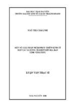 Một số giải pháp nhằm phát triển kinh tế hợp tác xã nông nghiệp trên địa bàn tỉnh vĩnh phúc