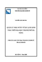 Quản lý nhà nước về du lịch sinh thái trên địa bàn thành phố đà nẵng