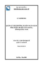 Quản lý chi thường xuyên ngân sách nhà nước huyện tây giang, tỉnh quảng nam