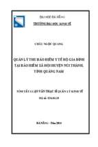 Quản lý thu bảo hiểm y tế hộ gia đình tại bảo hiểm xã hội huyện núi thành, tỉnh quảng nam