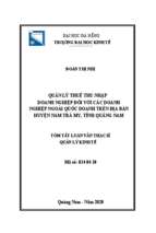 Quản lý thuế thu nhập doanh nghiệp đối với các doanh nghiệp ngoài quốc doanh trên địa bàn huyện nam trà my, tỉnh quảng nam