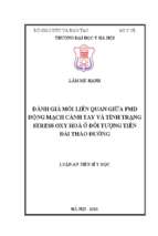 đánh giá mối liên quan giữa fmd động mạch cánh tay và tình trạng stress oxy hoá ở đối tượng tiền đái tháo đường