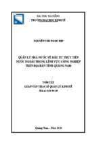 Quản lý nhà nước về fdi trong lĩnh vực công nghiệp trên địa bàn tỉnh quảng nam