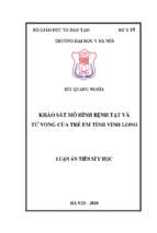 Khảo sát mô hình bệnh tật và tử vong trẻ em tỉnh vĩnh long trong 5 năm 2010 – 2014
