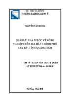 Quản lý nhà nước về nông nghiệp trên địa bàn thành phố tam kỳ, tỉnh quảng nam