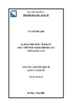 Quản lý nhà nước về đầu tư trực tiếp nước ngoài trên địa bàn tỉnh quảng nam