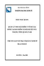Quản lý thu bảo hiểm y tế hộ gia đình tại bảo hiểm xã hội huyện núi thành, tỉnh quảng nam