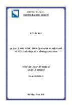 Quản lý nhà nước đối với doanh nghiệp nhỏ và vừa trên địa bàn tỉnh quảng nam