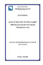 Quản lý nhà nước về nông nghiệp trên địa bàn huyện núi thành, tỉnh quảng nam