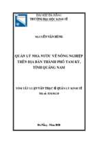 Quản lý nhà nước về nông nghiệp trên địa bàn thành phố tam kỳ, tỉnh quảng nam