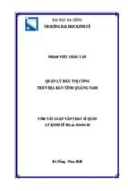 Quản lý đầu tư công trên địa bàn tỉnh quảng nam