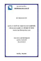 Quản lý thuế thu nhập doanh nghiệp đối với doanh nghiệp có vốn đầu tư nước ngoài tại tỉnh quảng nam