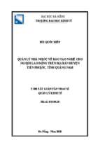 Quản lý nhà nước về đào tạo nghề cho người lao động trên địa bàn huyện tiên phước, tỉnh quảng nam