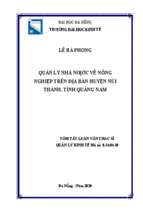 Quản lý nhà nước về nông nghiệp trên địa bàn huyện núi thành, tỉnh quảng nam