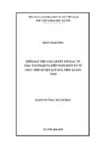 Kiểm sát việc giải quyết tin báo, tố giác tội phạm và kiến nghị khởi tố từ thực tiễn huyện quế sơn, tỉnh quảng nam