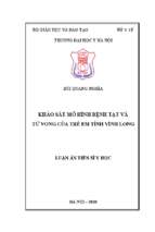 Khảo sát mô hình bệnh tật và tử vong trẻ em tỉnh vĩnh long trong 5 năm 2010 – 2014