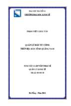 Quản lý đầu tư công trên địa bàn tỉnh quảng nam