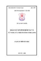 Khảo sát mô hình bệnh tật và tử vong trẻ em tỉnh vĩnh long trong 5 năm 2010 – 2014