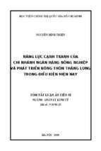 Năng lực cạnh tranh của chi nhánh ngân hàng nông nghiệp và phát triển nông thôn thăng long trong điều kiện hiện nay tt