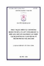 Thực trạng tiêm vắc xin phòng bệnh cúm mùa của nữ tuổi sinh đẻ và hiệu quả một số giải pháp can thiệp tại quận đống đa và huyện ba vì thành phố hà nội, 2016   2018