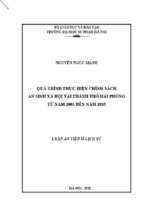 Quá trình thực hiện chính sách an sinh xã hội tại thành phố hải phòng từ năm 2001 đến năm 2015