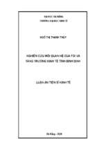 Nghiên cứu mối quan hệ của đầu tư trực tiếp nước ngoài và tăng trưởng kinh tế tỉnh bình định