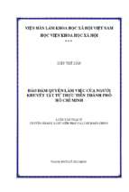 Bảo đảm quyền làm việc của người khuyết tật từ thực tiễn thành phố hồ chí minh